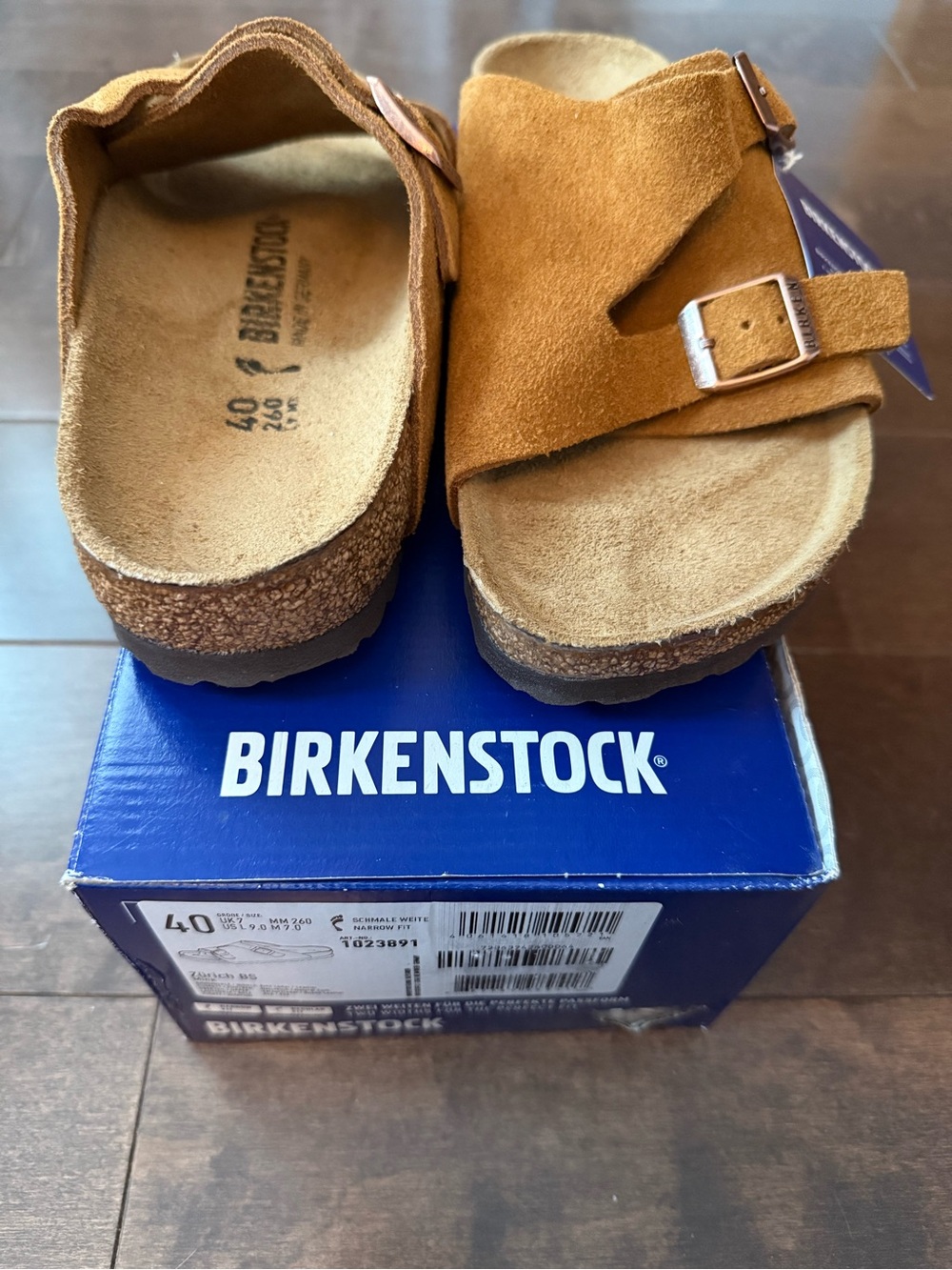 Birkenstock Zurich BS Mink Suede Sandals EU 40 US 9 Narrow NWT